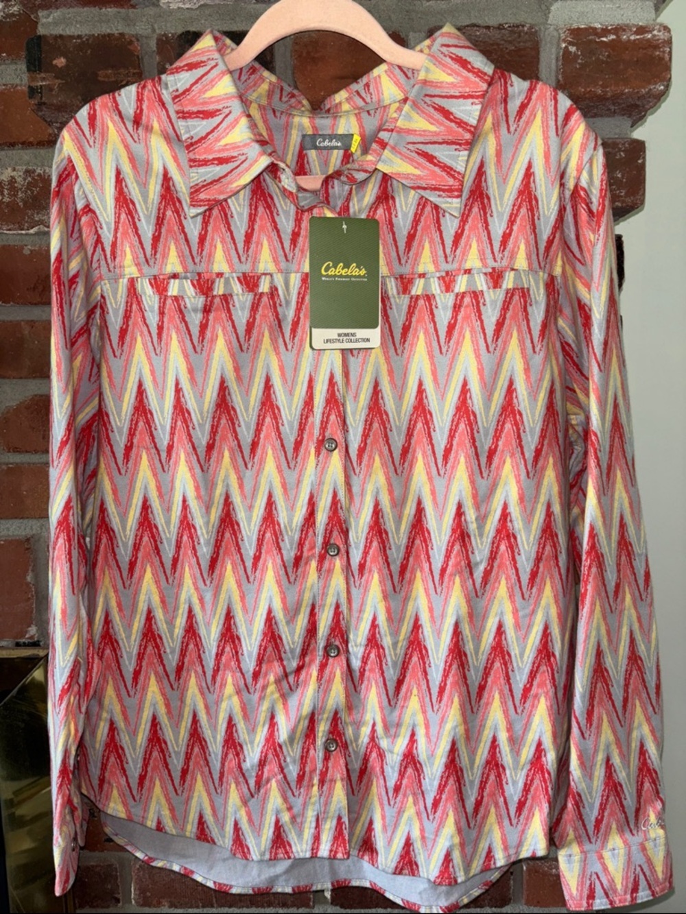 Cabela's Women's Flannel Tribal Southwestern Button-Down Shirt Size Large